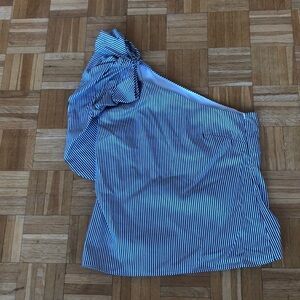 Banana republic one shoulder black and white stripe top . Never worn. With tags.